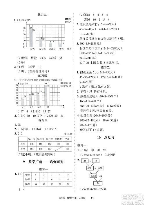 宁夏人民教育出版社2025年春学习之友四年级数学下册人教版答案