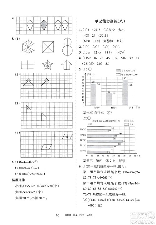 宁夏人民教育出版社2025年春学习之友四年级数学下册人教版答案