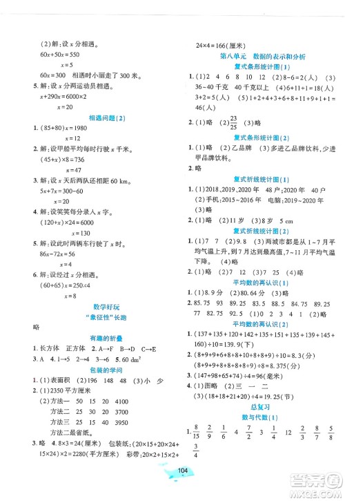辽宁教育出版社2025年春好课堂堂练五年级数学下册北师大版答案