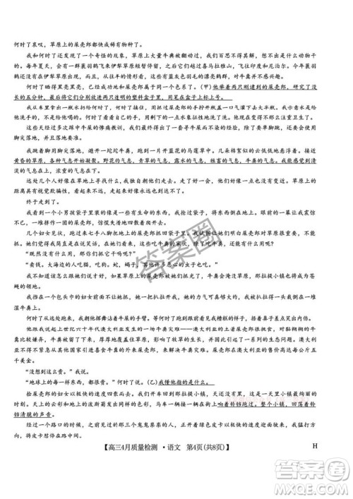 2025年4月九师联盟高三语文试卷答案