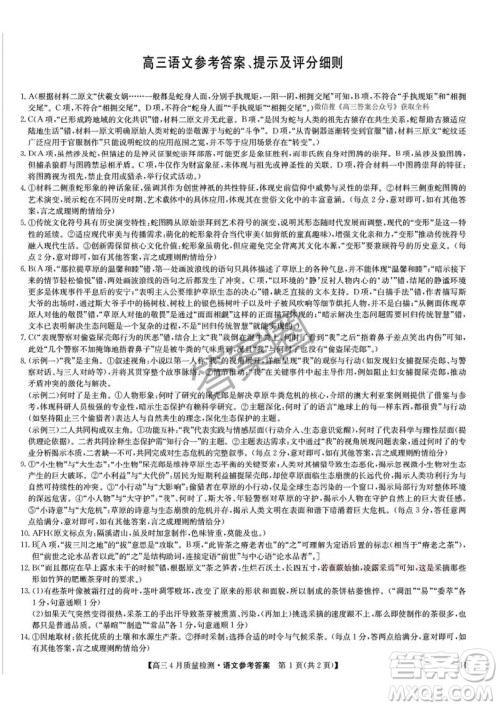 2025年4月九师联盟高三语文试卷答案