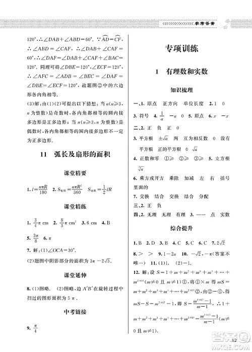 北京师范大学出版社2025年春配套综合练习九年级数学下册北师大版答案