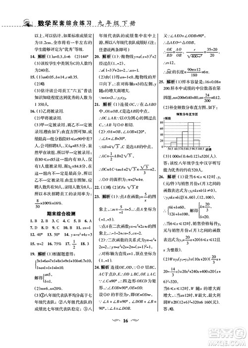 甘肃文化出版社2025年春配套综合练习九年级数学下册华师版答案