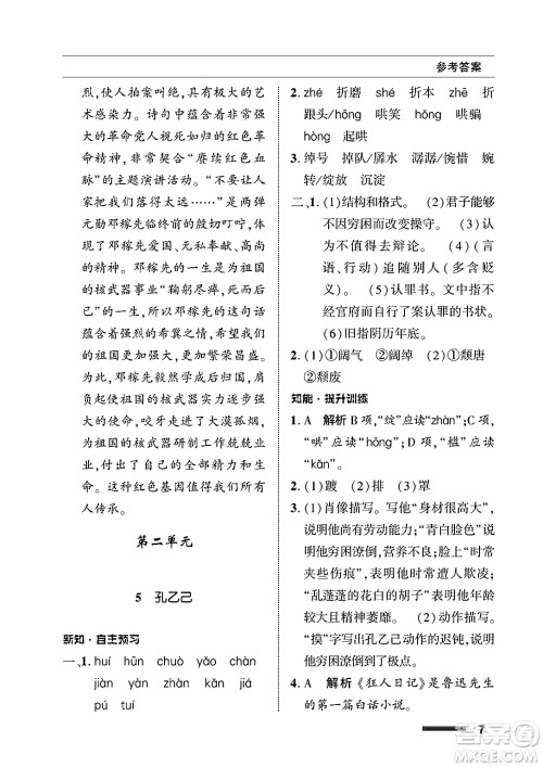 北京师范大学出版社2025年春配套综合练习九年级语文下册通用版答案