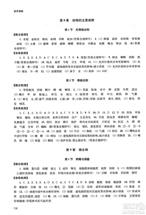 江苏凤凰教育出版社2025年春学习与评价七年级生物下册苏科版答案