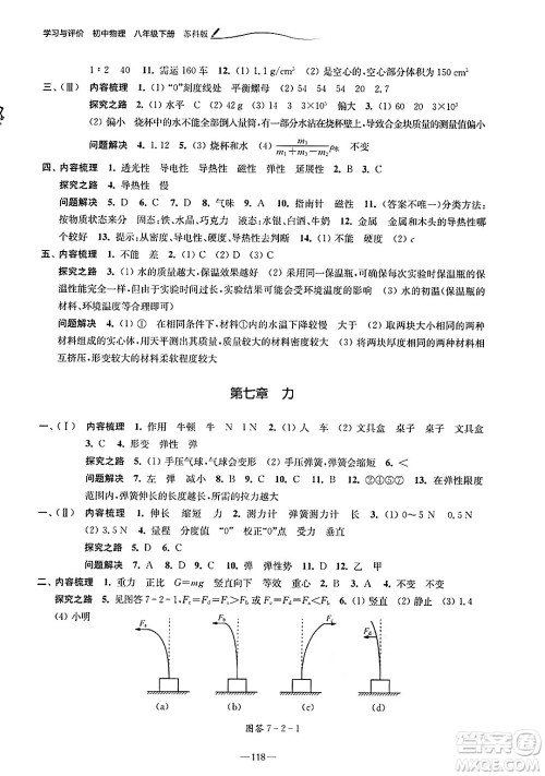 江苏凤凰教育出版社2025年春学习与评价八年级物理下册苏科版答案