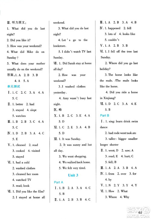 陕西人民教育出版社2025学习与评价六年级英语下册人教版答案 陕西人民教育出版社2025学习与评价六年级英语下册人教版答案