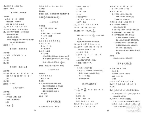 陕西人民教育出版社2025年春学习与评价六年级数学下册人教版答案