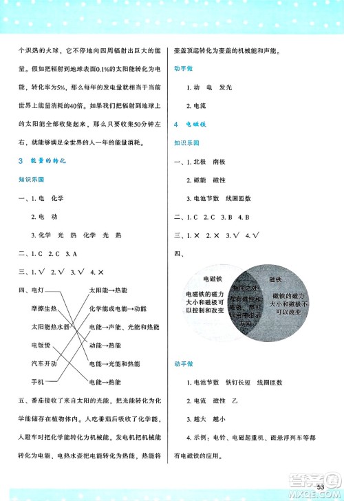陕西人民教育出版社2025年春学习与评价六年级科学下册苏教版参考答案