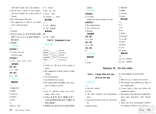 黑龙江教育出版社2025年春资源与评价八年级英语下册外研版答案 黑龙江教育出版社2025年春资源与评价八年级英语下册外研版答案