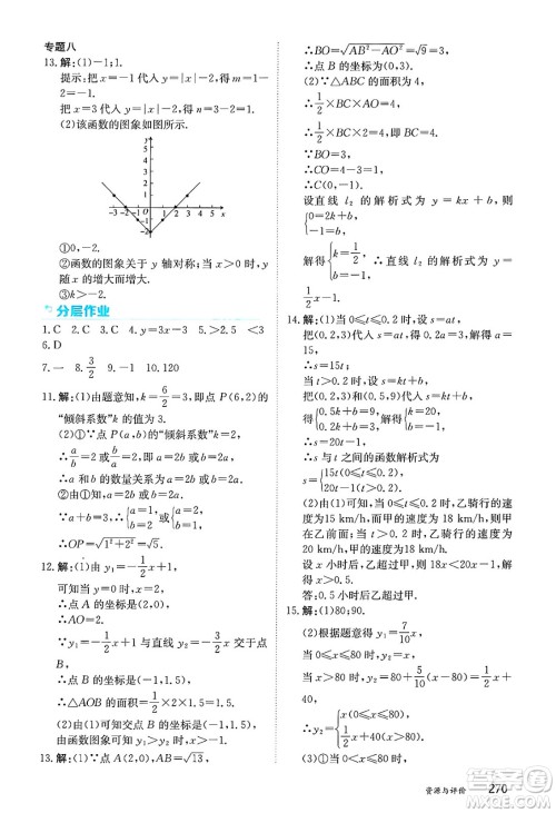 黑龙江教育出版社2025年春资源与评价八年级数学下册人教版黑龙江专版五四制答案