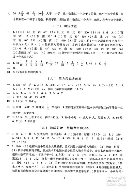 浙江人民出版社2025年春学习与评价五年级数学下册通用版答案