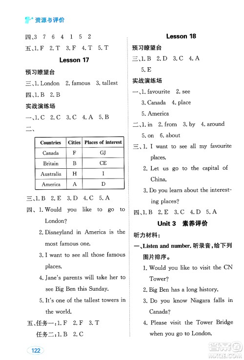 黑龙江教育出版社2025年春资源与评价六年级英语下册人教精通版答案 黑龙江教育出版社2025年春资源与评价六年级英语下册人教精通版答案