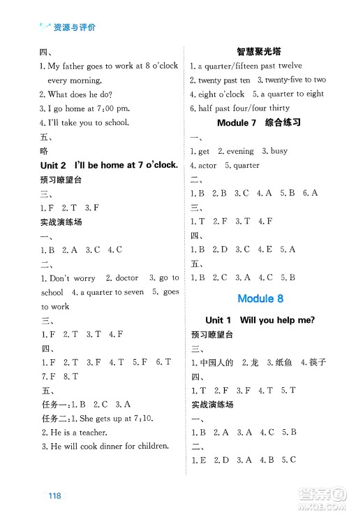 黑龙江教育出版社2025年春资源与评价五年级英语下册外研版答案 黑龙江教育出版社2025年春资源与评价五年级英语下册外研版答案