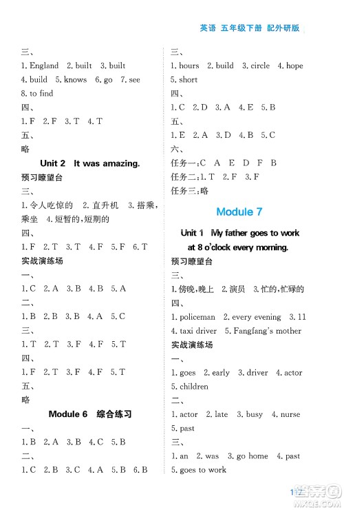 黑龙江教育出版社2025年春资源与评价五年级英语下册外研版答案 黑龙江教育出版社2025年春资源与评价五年级英语下册外研版答案