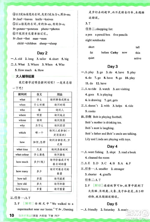江西人民出版社2025年春王朝霞创维新课堂六年级英语下册人教PEP版答案 江西人民出版社2025年春王朝霞创维新课堂六年级英语下册人教PEP版答案