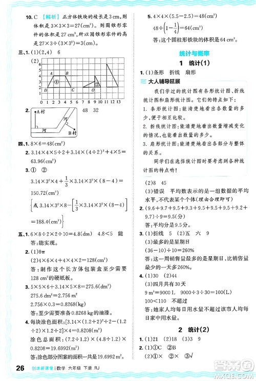 江西人民出版社2025年春王朝霞创维新课堂六年级数学下册人教版答案 江西人民出版社2025年春王朝霞创维新课堂六年级数学下册人教版答案