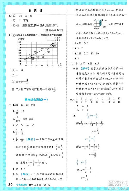 江西人民出版社2025年春王朝霞创维新课堂五年级数学下册人教版答案 江西人民出版社2025年春王朝霞创维新课堂五年级数学下册人教版答案