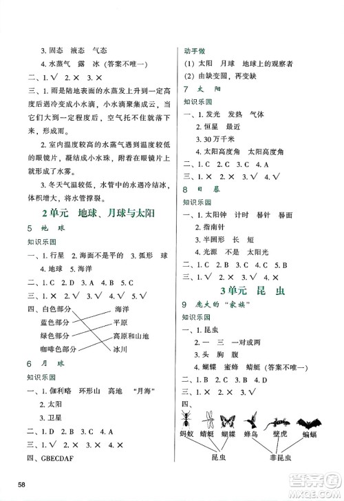 陕西人民教育出版社2025年春学习与评价四年级科学下册苏教版答案