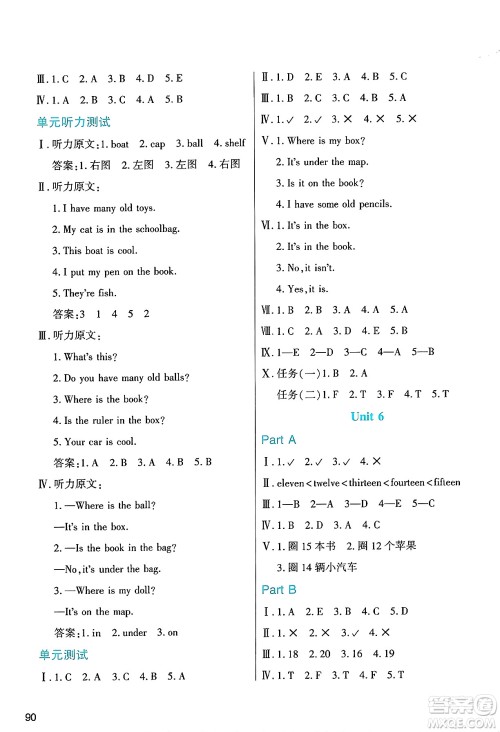 陕西人民教育出版社2025年春学习与评价三年级英语下册人教版答案