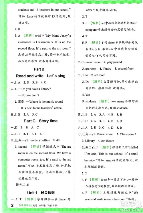 江西人民出版社2025年春王朝霞创维新课堂四年级英语下册人教PEP版答案 江西人民出版社2025年春王朝霞创维新课堂四年级英语下册人教PEP版答案