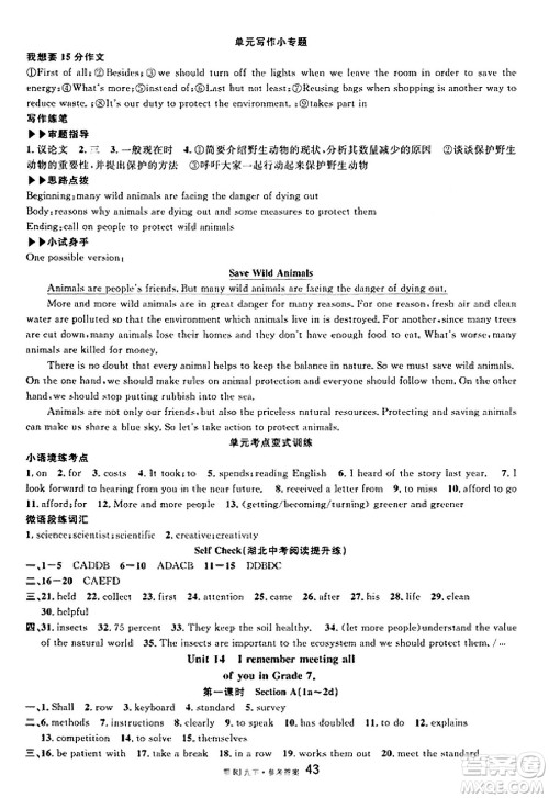 广东经济出版社2025年春名校课堂九年级英语下册人教版湖北专版答案 广东经济出版社2025年春名校课堂九年级英语下册人教版湖北专版答案