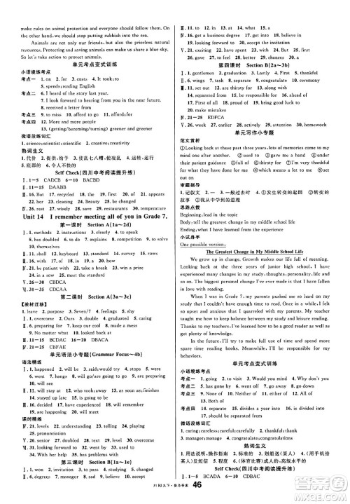 安徽师范大学出版社2025年春名校课堂九年级英语下册人教版四川专版答案