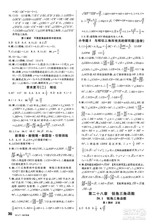 开明出版社2025年春名校课堂九年级数学下册人教版内蒙古专版答案