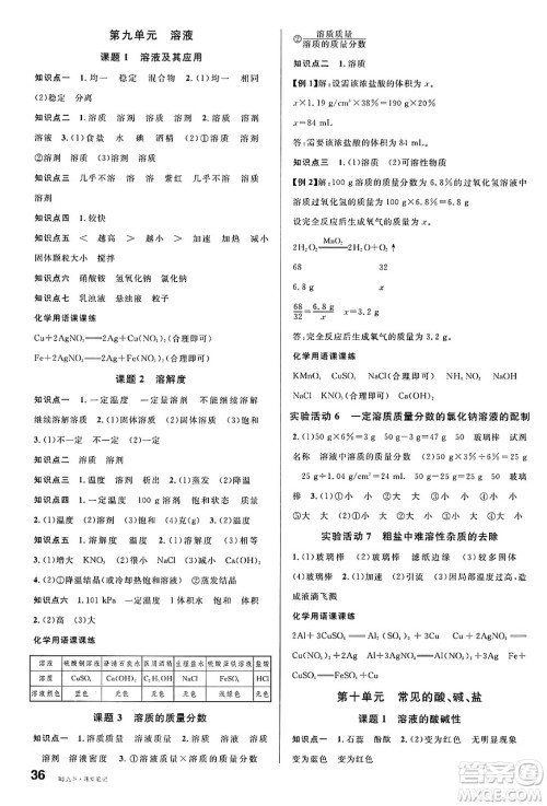 安徽师范大学出版社2025年春名校课堂九年级化学下册人教版安徽专版答案