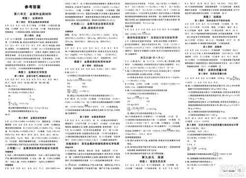 开明出版社2025年春名校课堂九年级化学下册人教版内蒙古专版答案