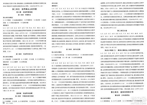 安徽师范大学出版社2025年春名校课堂九年级道德与法治下册人教版河北专版答案