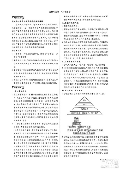 山东人民出版社2025年春初中卷行知天下八年级道德与法治下册人教版答案