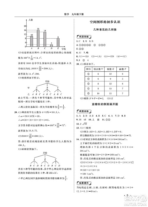 山东人民出版社2025年春初中卷行知天下九年级数学下册青岛版答案