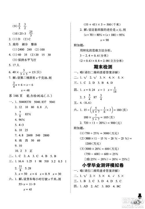 中国石油大学出版社2025年春初中卷行知天下六年级数学下册通用版答案