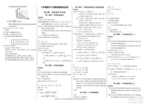 长江少年儿童出版社2025年春思维新观察课时必练七年级数学下册通用版答案