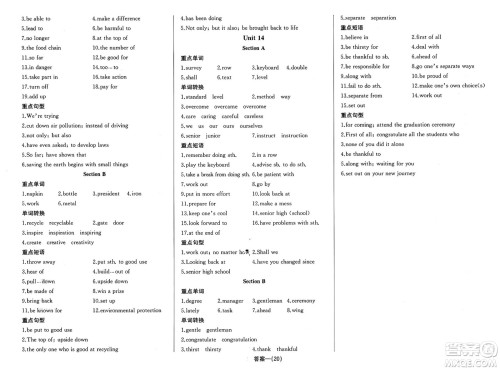 长江少年儿童出版社2025年春思维新观察九年级英语下册人教版答案 长江少年儿童出版社2025年春思维新观察九年级英语下册人教版答案