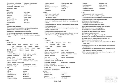 武汉出版社2025年春思维新观察课时必练九年级英语下册通用版答案