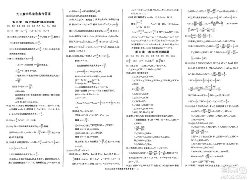 长江少年儿童出版社2025年春思维新观察九年级数学下册人教版答案