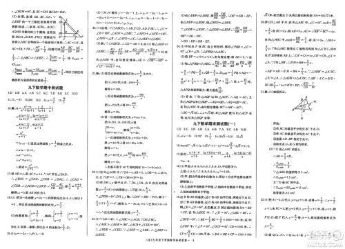 长江少年儿童出版社2025年春思维新观察九年级数学下册人教版答案