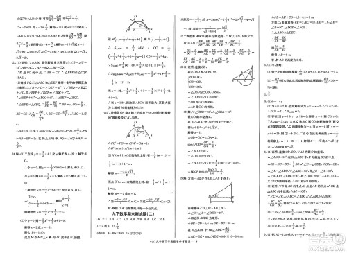 长江少年儿童出版社2025年春思维新观察九年级数学下册人教版答案