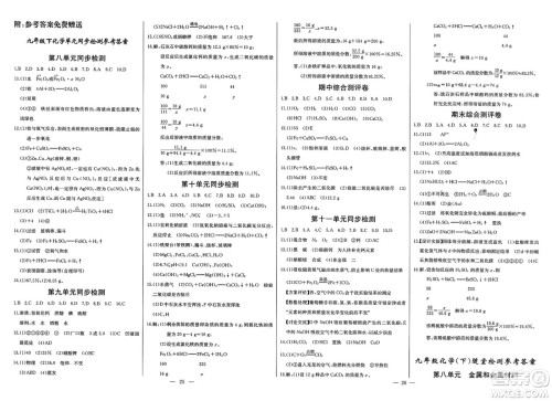 长江少年儿童出版社2025年春思维新观察课时必练九年级化学下册通用版答案 长江少年儿童出版社2025年春思维新观察课时必练九年级化学下册通用版答案