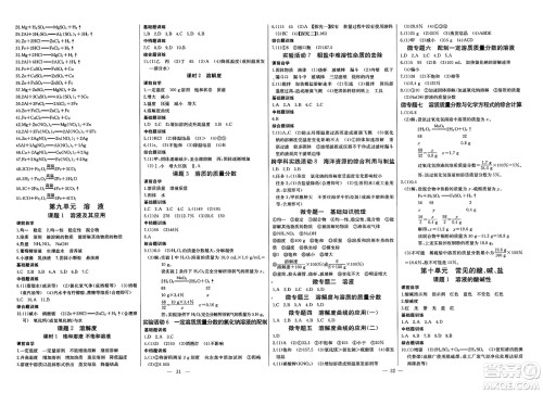 长江少年儿童出版社2025年春思维新观察课时必练九年级化学下册通用版答案 长江少年儿童出版社2025年春思维新观察课时必练九年级化学下册通用版答案