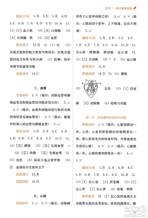 广西教育出版社2025年春自主学习能力测评七年级生物下册冀少版答案