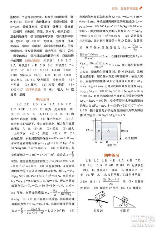 广西教育出版社2025年春自主学习能力测评八年级物理下册人教版答案