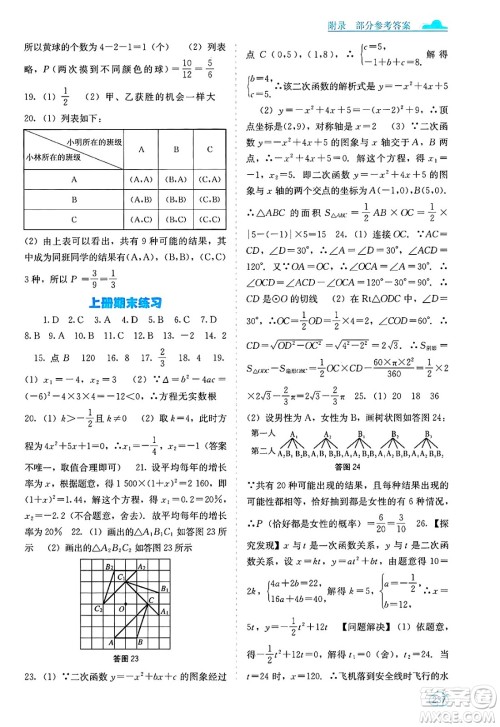 广西教育出版社2025年春自主学习能力测评九年级数学下册人教版答案