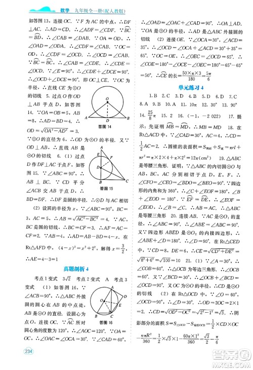 广西教育出版社2025年春自主学习能力测评九年级数学下册人教版答案