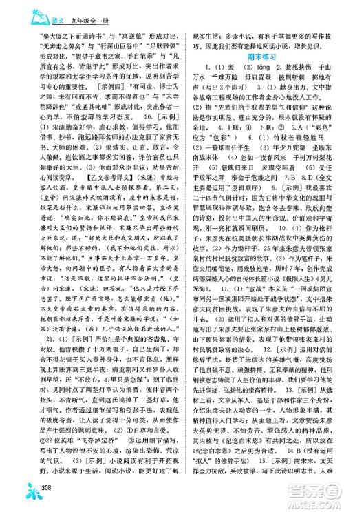 广西教育出版社2025年春自主学习能力测评九年级语文下册通用版答案 广西教育出版社2025年春自主学习能力测评九年级语文下册通用版答案