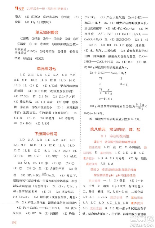 广西教育出版社2025年春自主学习能力测评九年级化学下册科粤版答案 广西教育出版社2025年春自主学习能力测评九年级化学下册科粤版答案
