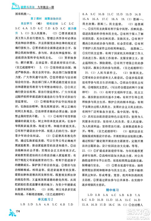 广西教育出版社2025年春自主学习能力测评九年级道德与法治下册通用版答案