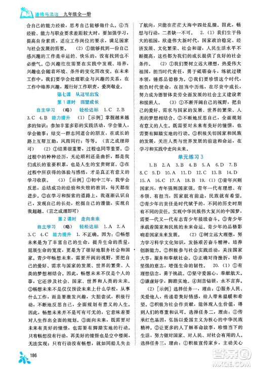 广西教育出版社2025年春自主学习能力测评九年级道德与法治下册通用版答案